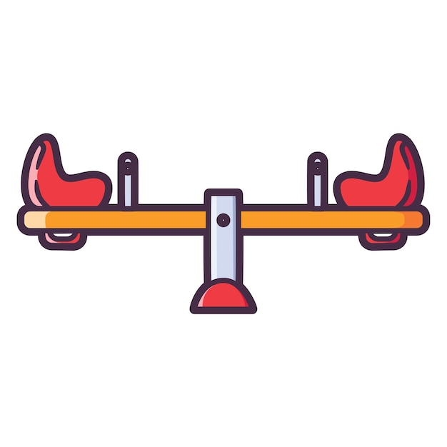 Balancín rojo en el icono de ilustración vectorial del patio de recreo Estilo de dibujos animados plano