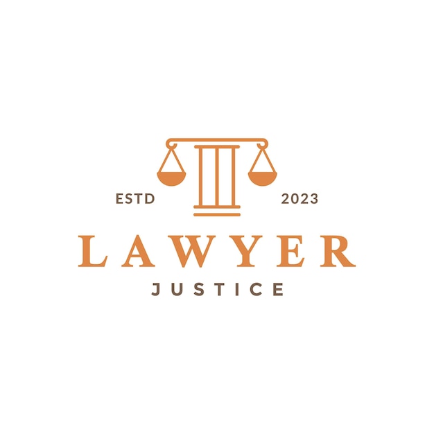 balanza de pilares abogado bufete de abogados estilo de línea simple diseño de logotipo de lujo clásico ilustración de icono vectorial