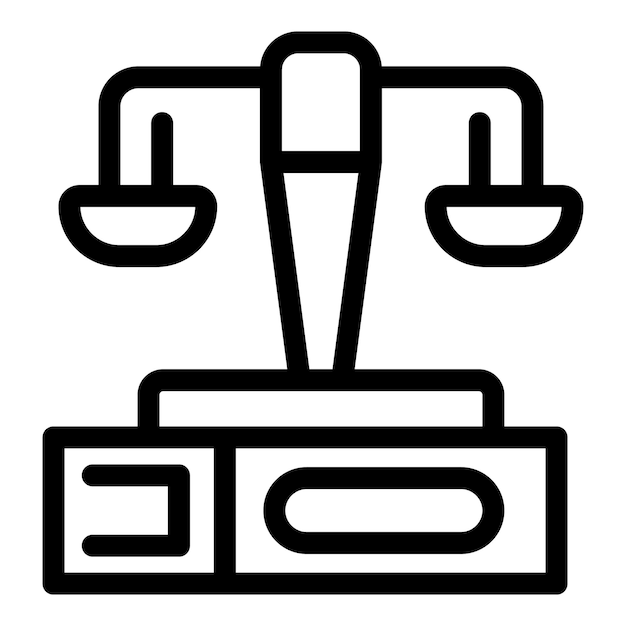 Una balanza que representa la justicia y la ley en un soporte simple