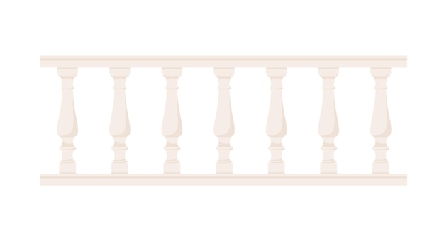 Balaustrada de piedra con balaustres para esgrima Valla de palacio Pasamanos de balcón con pilares Barandilla decorativa Elemento de arquitectura del castillo Ilustración vectorial plana aislada sobre fondo blanco