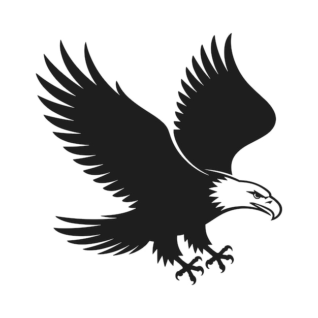 Bald Eagle Silhouette Vector Fierce American Symbol for Patriotic and Independence Day Designs