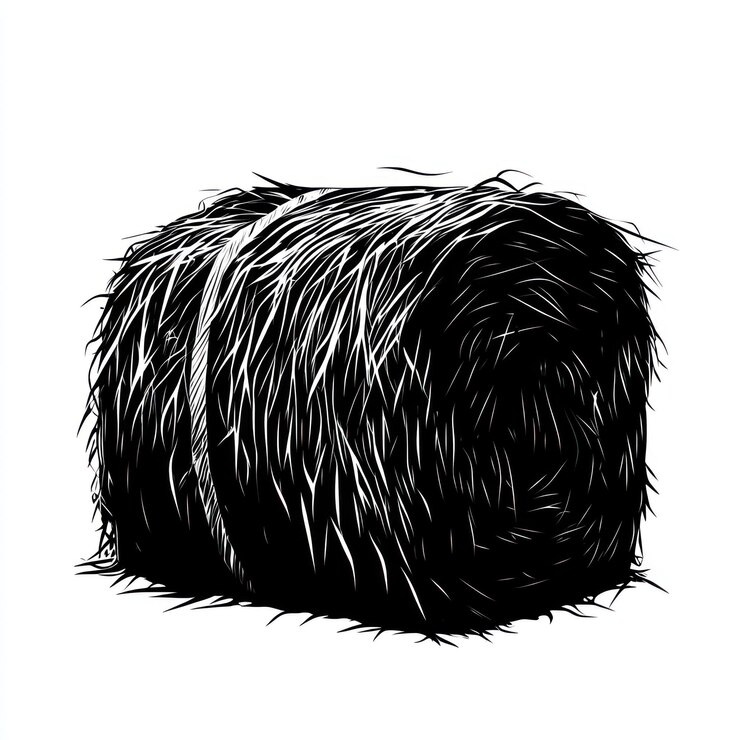 Vector balde de heno limpio silueta vectorial simple negro