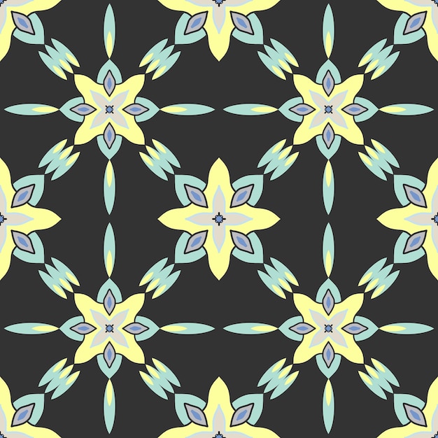Baldosas de azulejo estampadas Fondo geométrico abstracto Ilustración vectorial Patrón mediterráneo sin fisuras Baldosas de suelo portuguesas Diseño de azulejo Baldosas de cemento