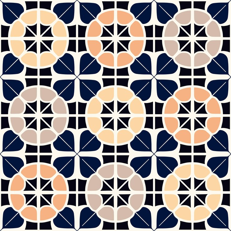 Baldosas de suelo de estilo portugués o marroquí retro o tradicional vectorial Patrón de superficie sin costuras para productos de fondo o impresiones de papel de regalo
