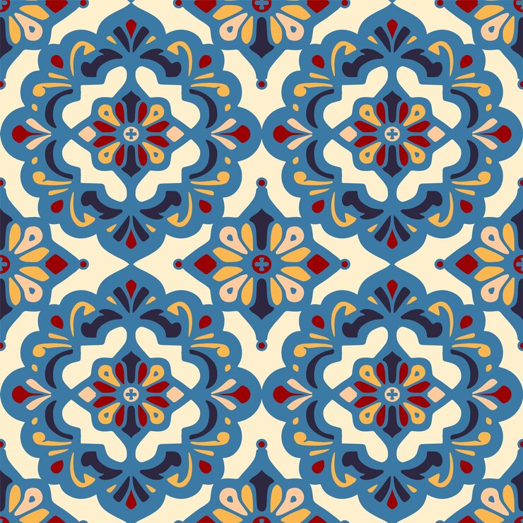 Baldosas de suelo de estilo portugués o marroquí retro o tradicional vectorial Patrón de superficie sin costuras para productos de fondo o impresiones de papel de regalo