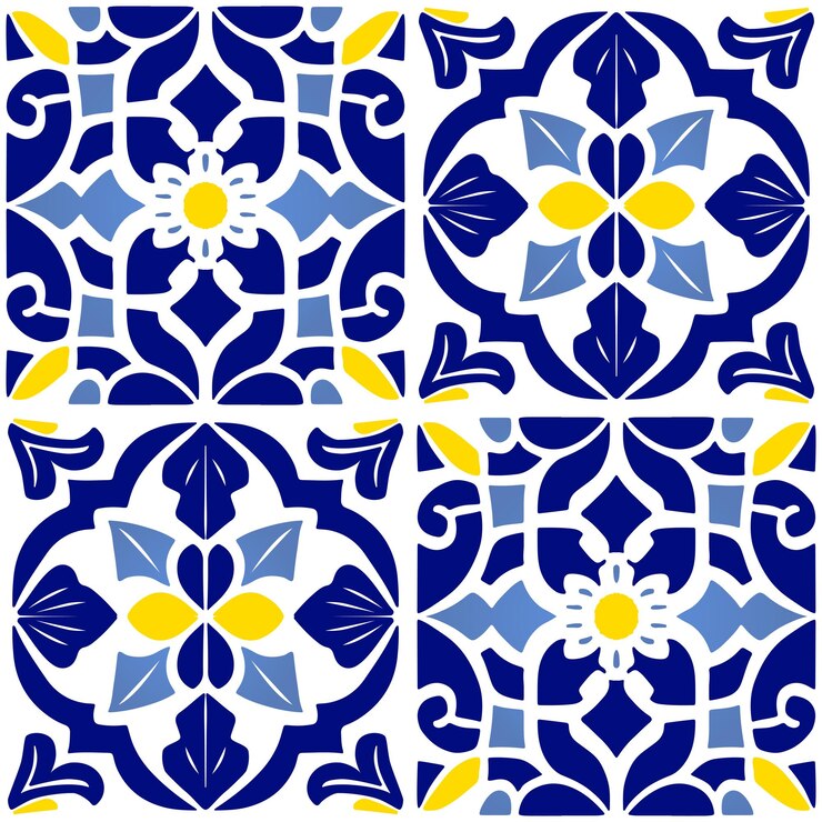 Baldosas de suelo de estilo portugués o marroquí retro o tradicional vectorial Patrón de superficie sin costuras para productos de fondo o impresiones de papel de regalo
