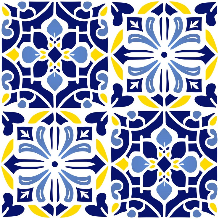 Baldosas de suelo de estilo portugués o marroquí retro o tradicional vectorial Patrón de superficie sin costuras para productos de fondo o impresiones de papel de regalo