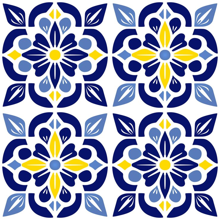 Baldosas de suelo de estilo portugués o marroquí retro o tradicional vectorial Patrón de superficie sin costuras para productos de fondo o impresiones de papel de regalo