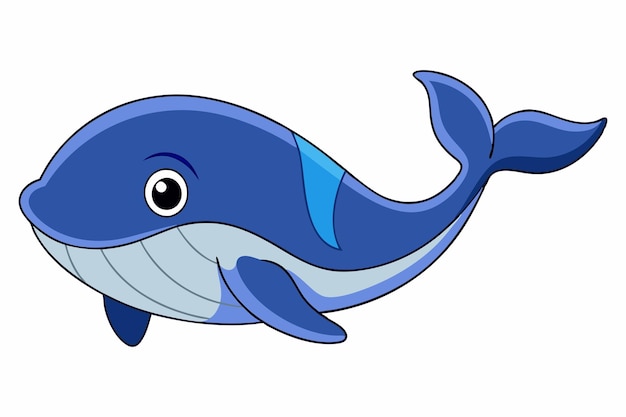 Balena suave nadando en el océano Ilustración vectorial linda
