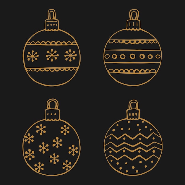 Ballas de Navidad Decoración elementos aislados Ilustración vectorial dibujada a mano