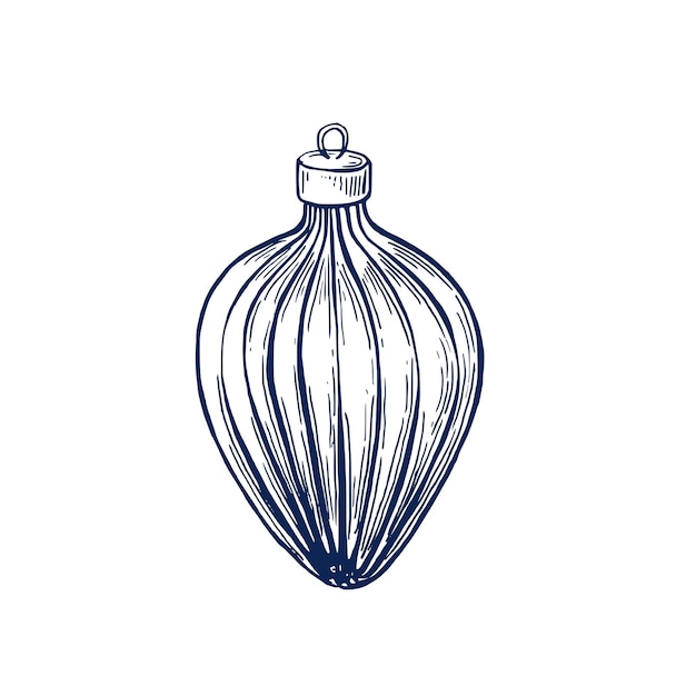 Ballas de Navidad dibujadas a mano Ilustración vectorial aislada Juguete de árbol de Navidad Estilo de grabado de vidrio