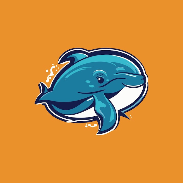 Una ballena azul con una ballena azul sobre un fondo naranja.