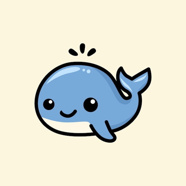 una ballena azul con una corona en la cabeza