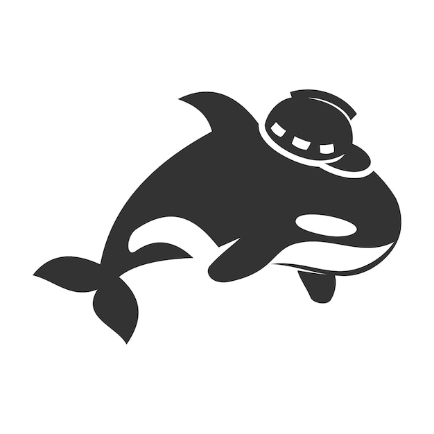 Ballena con construcción de casco Ilustración de icono Identidad de marca