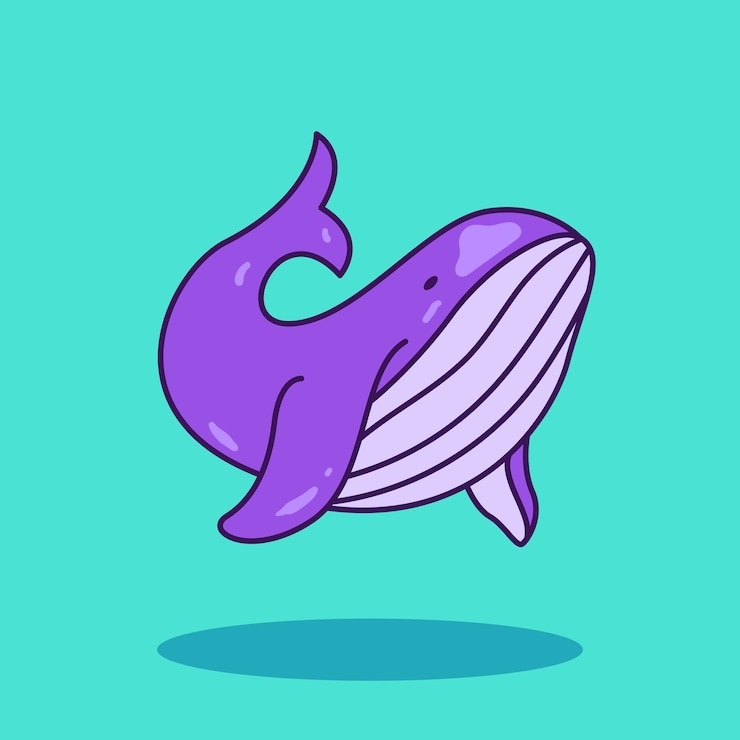 Vector ballena, icono, garabato, ilustración