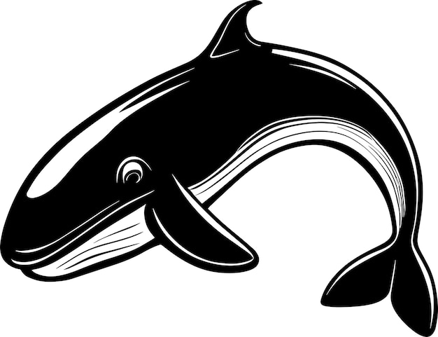 Ballena Logo Monocromo Diseño Minimalista