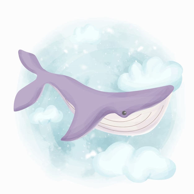 Ballena nadando en el cielo