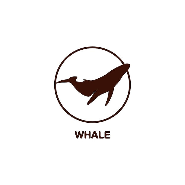 Ballena vectorial aislada en un logotipo circular imagen de criatura oceánica signo del día mundial de las ballenas símbolo de mamífero