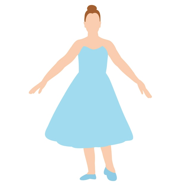 Ballet de bailarina de niña de estilo plano aislado