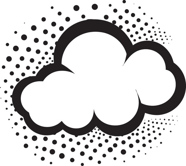 Balloon Banter Iconic PopArt Speech Cloud Logo Retro Remark Dynamic Black Speech Bubble Vector (Vector de burbujas de habla en color negro dinámico)