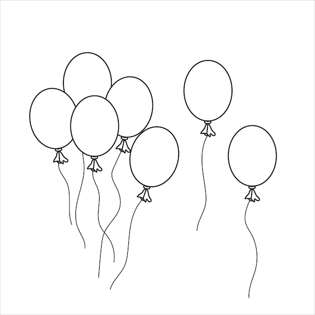 Balloons at a Party Simple balloon line art