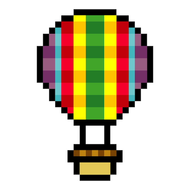 Balón de aire caliente en estilo pixel art