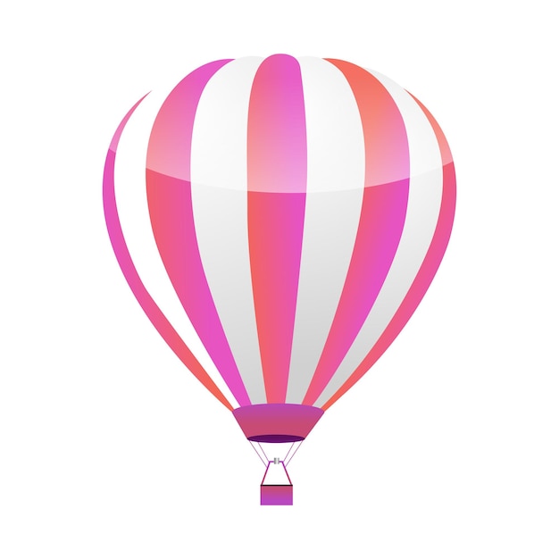 Balón de aire caliente plano vectorial aislado sobre fondo blanco