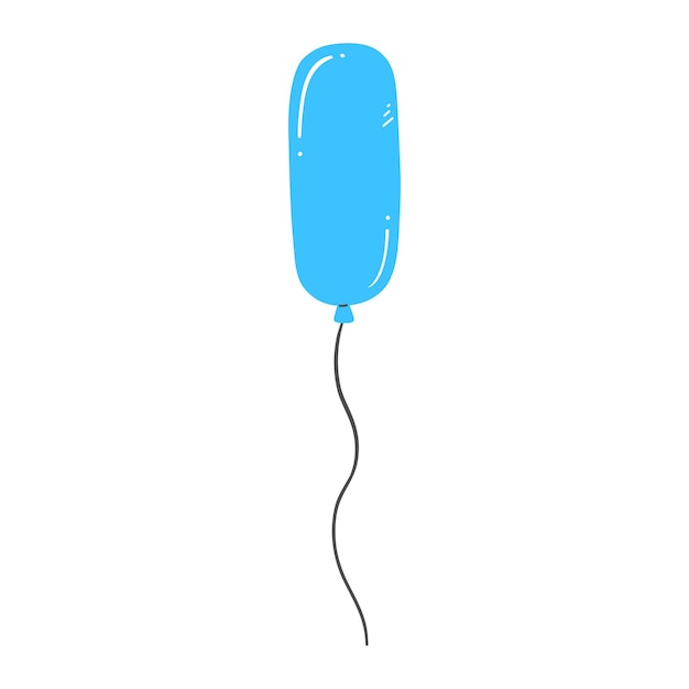 Balón azul alargado aislado sobre un fondo blanco Ilustración vectorial