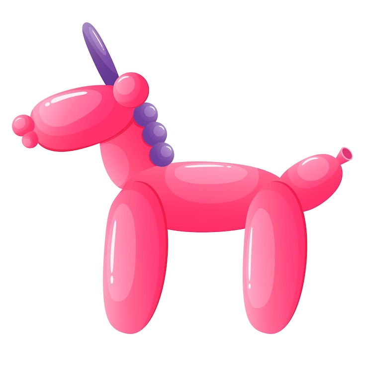 Vector balón de dibujos animados girando un unicornio rosado lindo