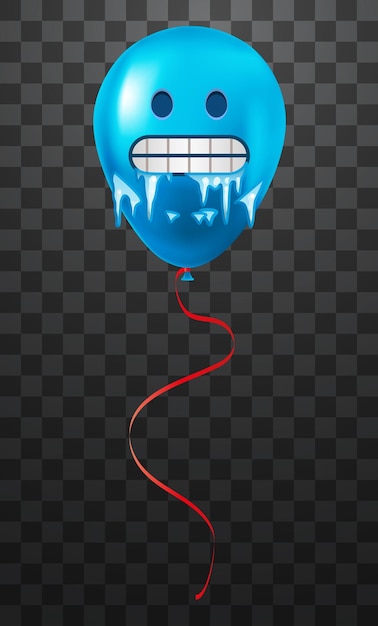 Balón emoji con cara congelada Sonrisa emoji azul
