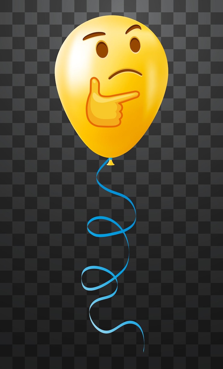 Vector balón emoji con cara pensativa sonrisa emoji amarilla