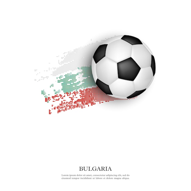 Balón de fútbol en la bandera de Bulgaria.