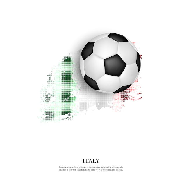 Balón de fútbol en la bandera italiana.