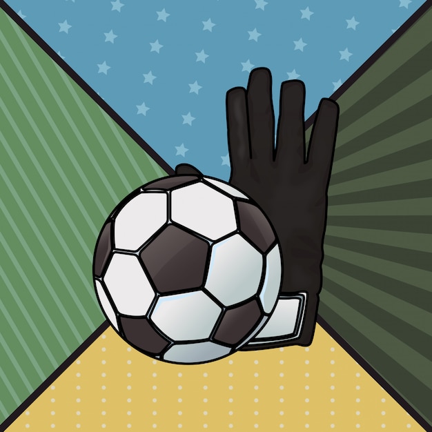 Vector balón de futbol y guantes de portero.