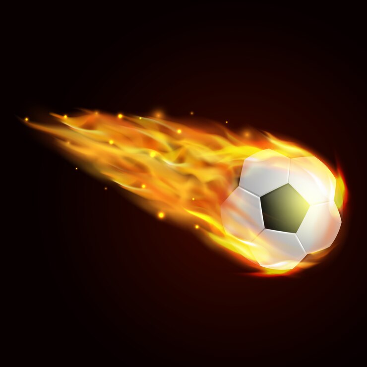 Balón de fútbol con ilustración de efecto de fuego