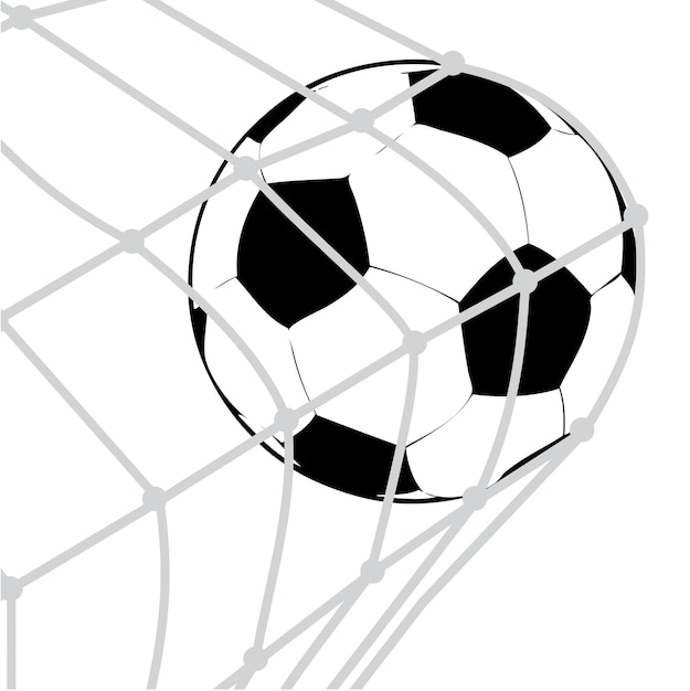 Vector balón de fútbol en la ilustración de vector de icono de red gol de fútbol anotado