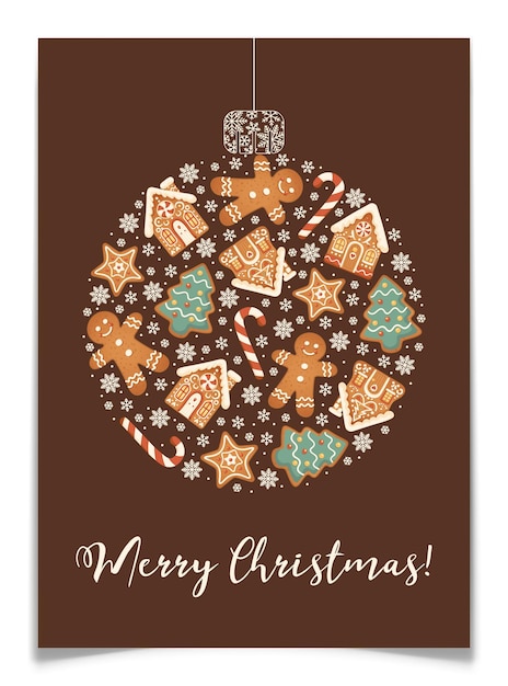 Balón de Navidad con galletas de jengibre tarjeta postal