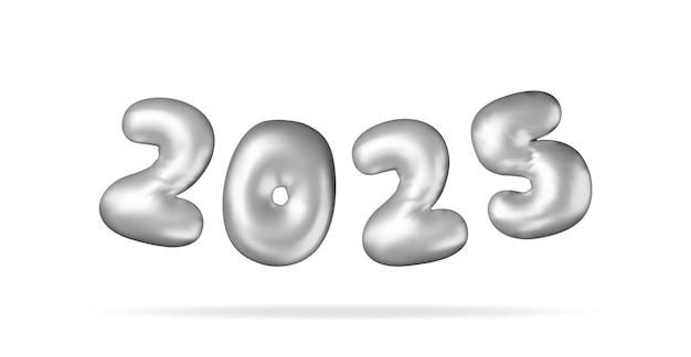 Balón de plata 3D para el año nuevo 2025