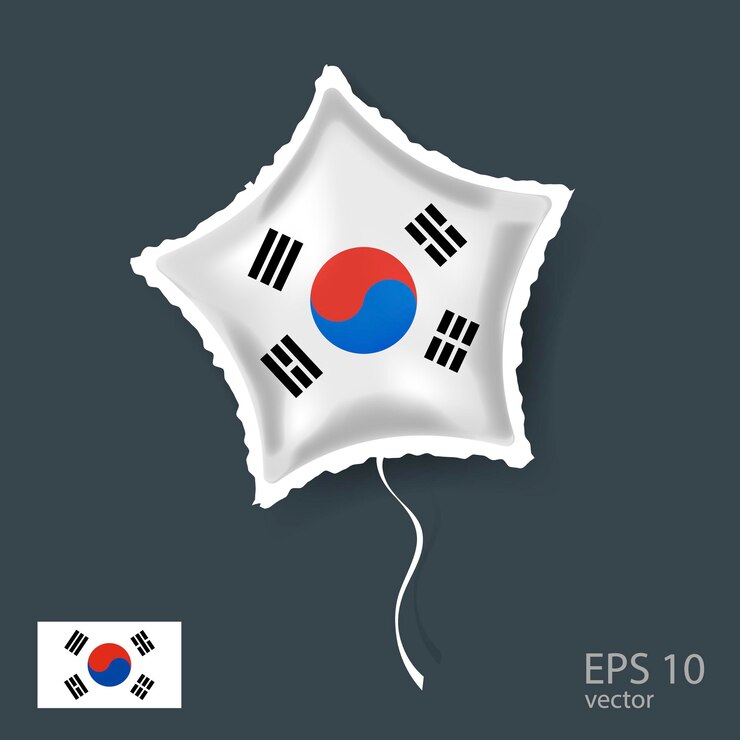 Vector balón vectorial de celebración con la bandera de corea del sur balón shiny star
