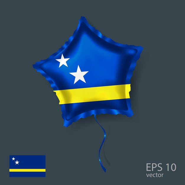 Balón vectorial de celebración con la bandera de Curaçao Balón de la Estrella Brillante