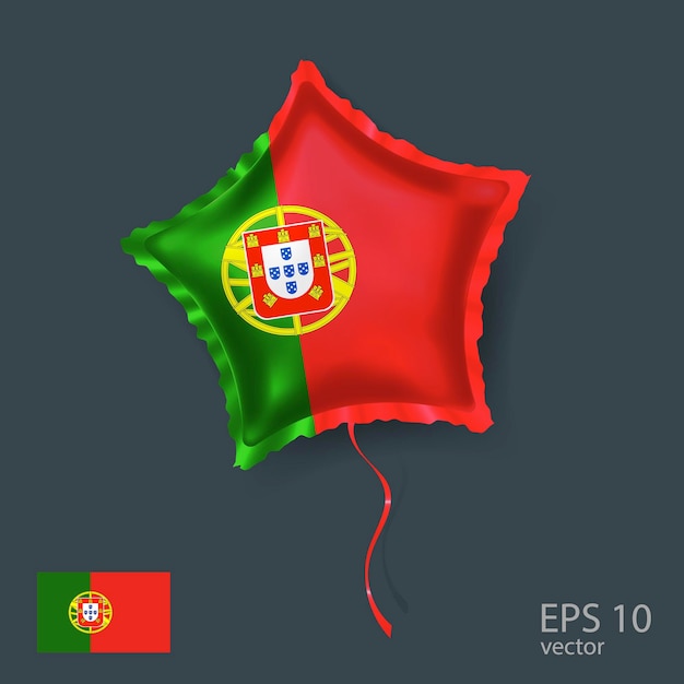 Vector balón vectorial de celebración con bandera de portugal balón de la estrella brillante
