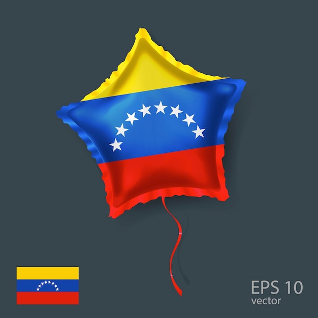 Balón vectorial de celebración con la bandera de Venezuela Balón de la estrella brillante