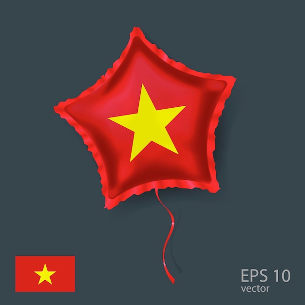 Vector balón vectorial de celebración con la bandera de vietnam balón shiny star