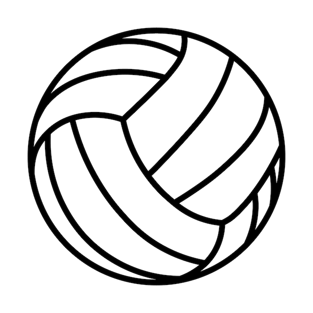 Vector balón de voleibol blanco y negro con líneas sobre un fondo blanco.