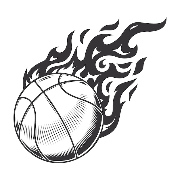 Baloncesto caliente fuego logo silueta baloncesto club diseño gráfico logotipos o iconos vector ilustración