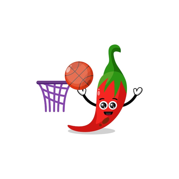 baloncesto chili personaje lindo logo