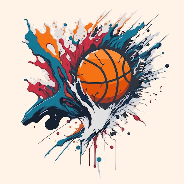 Baloncesto en estilo arte efecto grunge