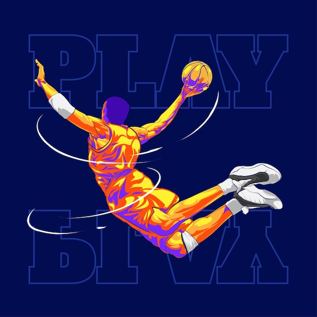 Baloncesto jugar slam dunk ilustración
