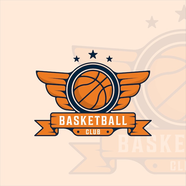 Vector baloncesto logo moderno vintage vector ilustración plantilla icono diseño gráfico. signo o símbolo deportivo para la competencia de la liga de equipos y clubes con placa y tipografía