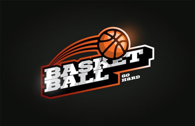 Baloncesto moderno logotipo de deporte profesional en estilo retro